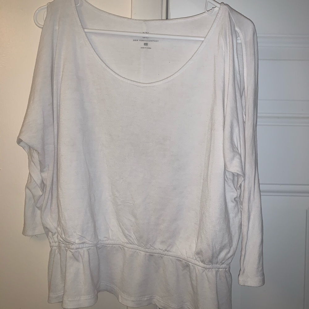 White Cold Shoulder Top